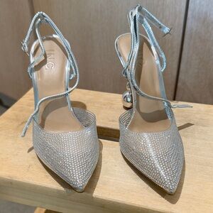 INC International Concepts Women's Glittering Silver Heels